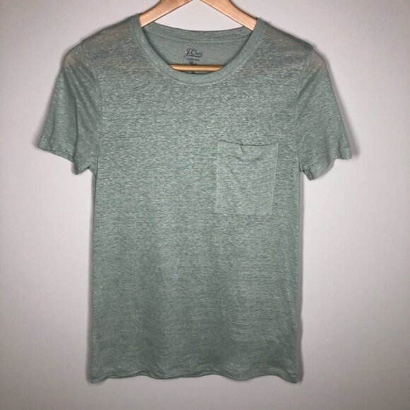 J.  Crew Light Mint Linen Crewneck T-Shirt Size XS - Picture 3 of 9